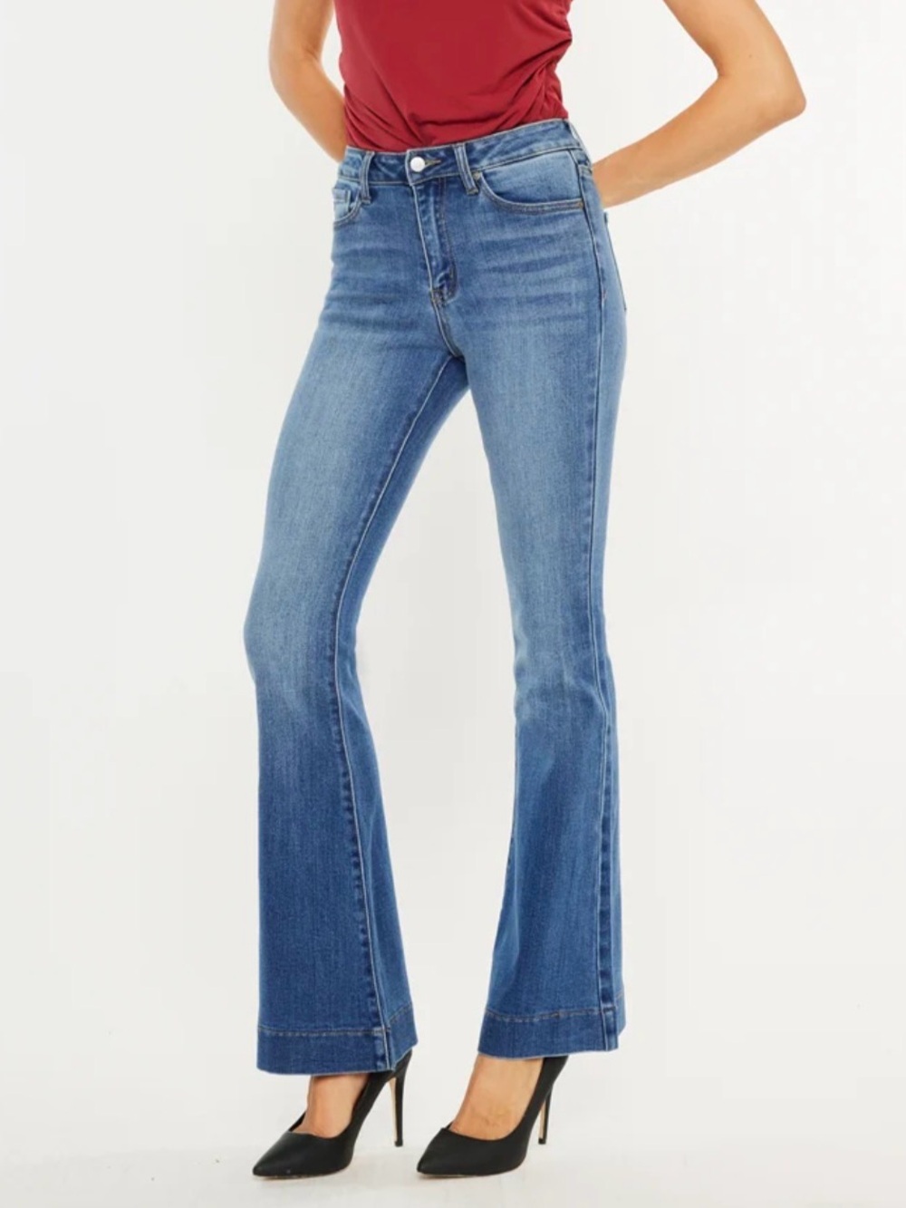 KanCan 11 / 29 Roxanne High Rise Flare Jeans Medium Wash Bell Bottom Stretch⁠